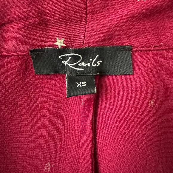 Rails Sloane Top Rogue Gradient Stars Button Shirt Size XS Tie Front Blouse - Picture 7 of 13